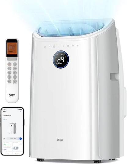 Dreo Smart 3-in-1 Portable Air Conditioner, 12000 BTU Drainage-Free Cooling AC Unit, Silent Mobile Air Conditioner for Bedroom, APP/Voice/Remote Control, 24h Timer with Fan & Dehumidifier, AC516S