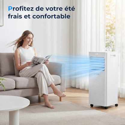 9000 BTU Climatiseur Mobile, LEENON 4 en 1 Climatisation Portable, Déshumidificateur & Ventilateur avec Télécommande, Minuterie 24H, Mode Nuit, Tuyau d'échappement, Mobile Clim pour Maison Bureau