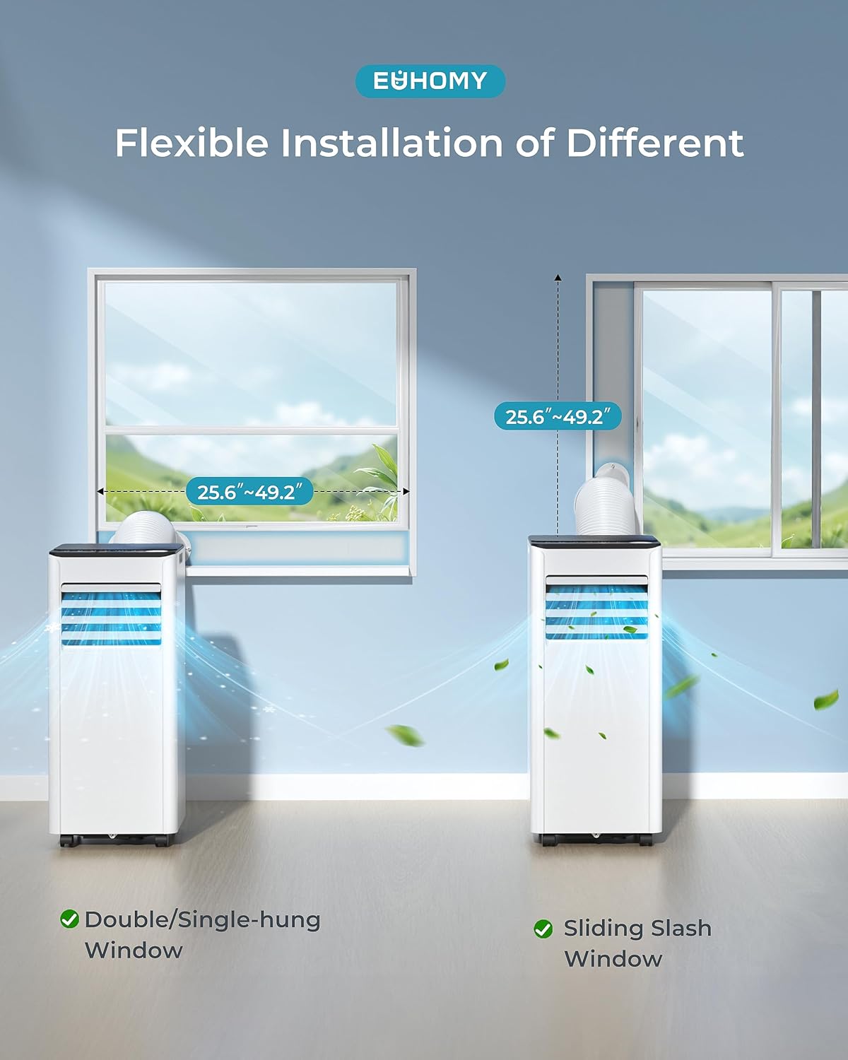Air Conditioning Unit - Portable Air Conditioner 9000 BTU, 4-in-1 Energy Efficient Cooling & Dehumidifier, Quiet Operation, Digital Display, Window Kit, 24-Hour Timer, Covers Up to 215 sq.ft (20㎡)