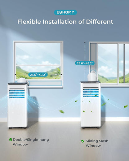 Air Conditioning Unit - Portable Air Conditioner 9000 BTU, 4-in-1 Energy Efficient Cooling & Dehumidifier, Quiet Operation, Digital Display, Window Kit, 24-Hour Timer, Covers Up to 215 sq.ft (20㎡)