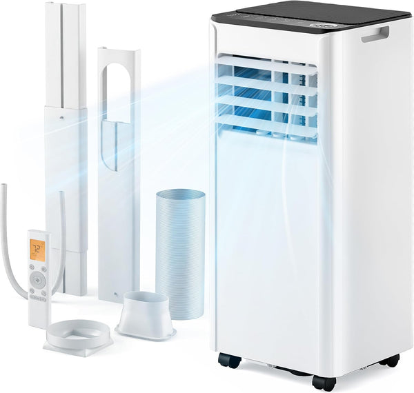 Air Conditioning Unit - Portable Air Conditioner 9000 BTU, 4-in-1 Energy Efficient Cooling & Dehumidifier, Quiet Operation, Digital Display, Window Kit, 24-Hour Timer, Covers Up to 215 sq.ft (20㎡)