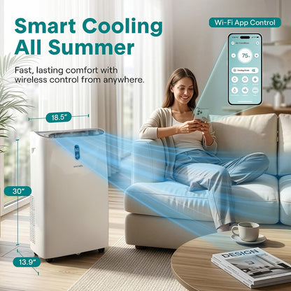 SereneLife Portable Air Conditioner 12000 BTU With WIFI | 3-in-1 Cooling, Fan and Dehumidifier | 24-H Timer Up to 550 Sq Ft Coverage | AC Unit for Bedroom, Home & Office, Includes Window Kit & Remote